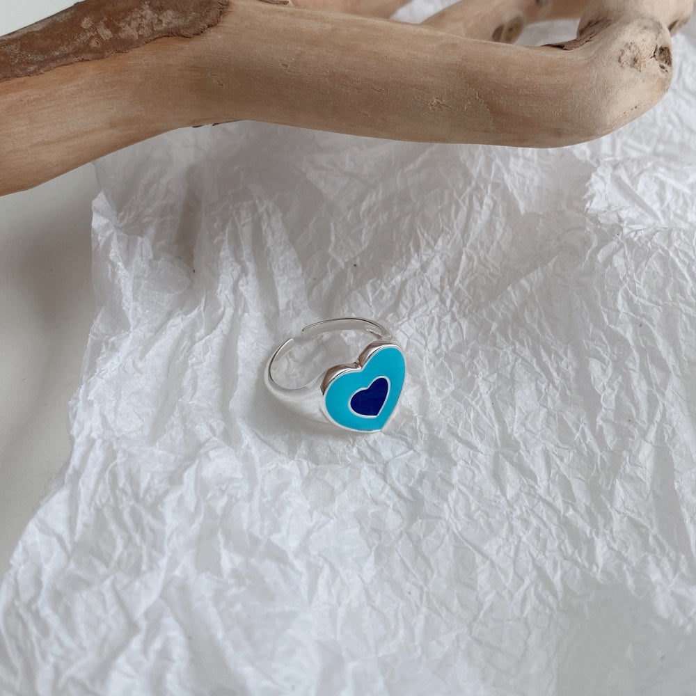 Silver Chunky Heart Dainty Ring