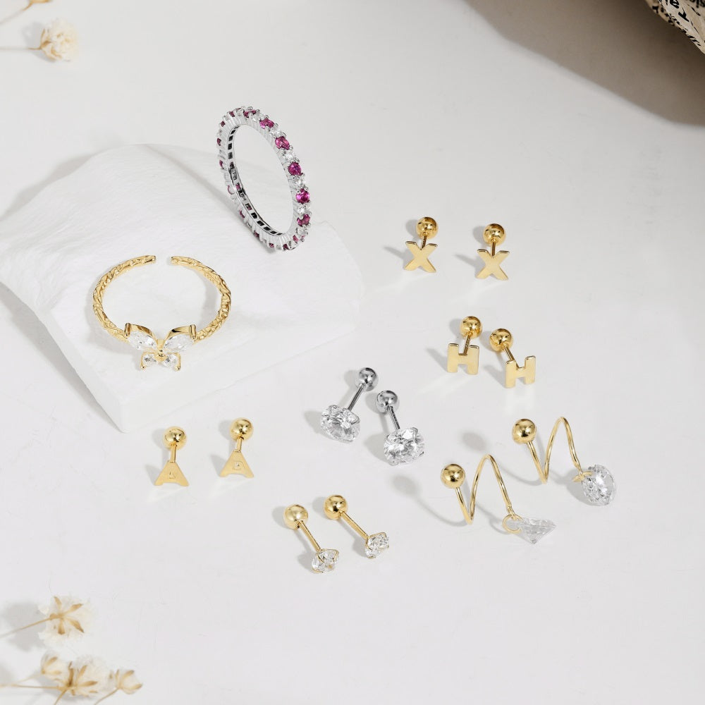 Silver Zircon Marquise Cut Melting Twisted Butterfly Dainty Ring