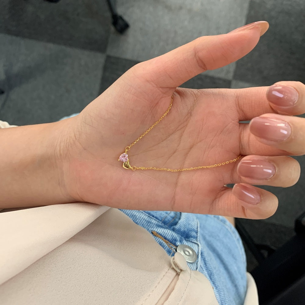 Silver Zircon Heart Cut Love Duel Pendant Necklace