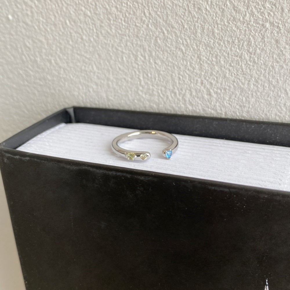 Silver Zircon Round Cut Open Bypass Ring