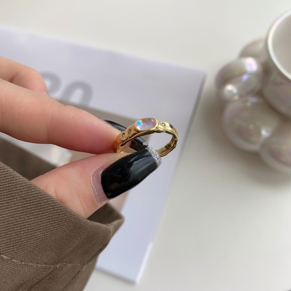 Silver Zircon Oval Cut Open Sided Dainty Ring