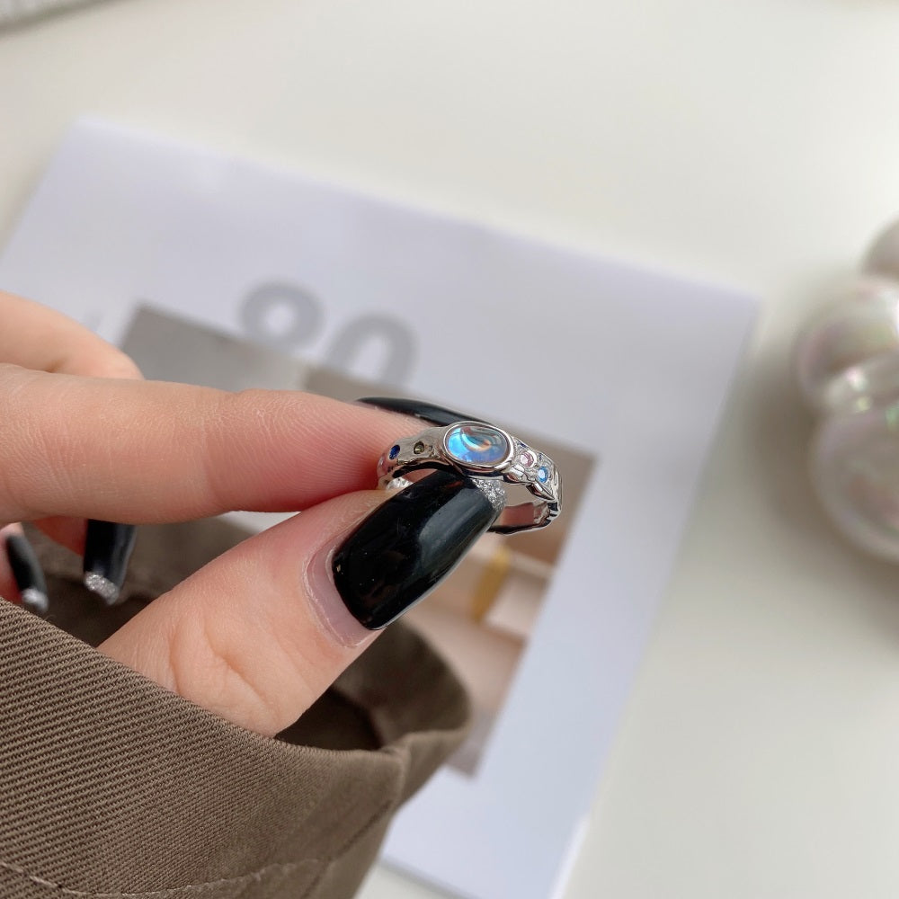 Silver Zircon Oval Cut Open Sided Dainty Ring