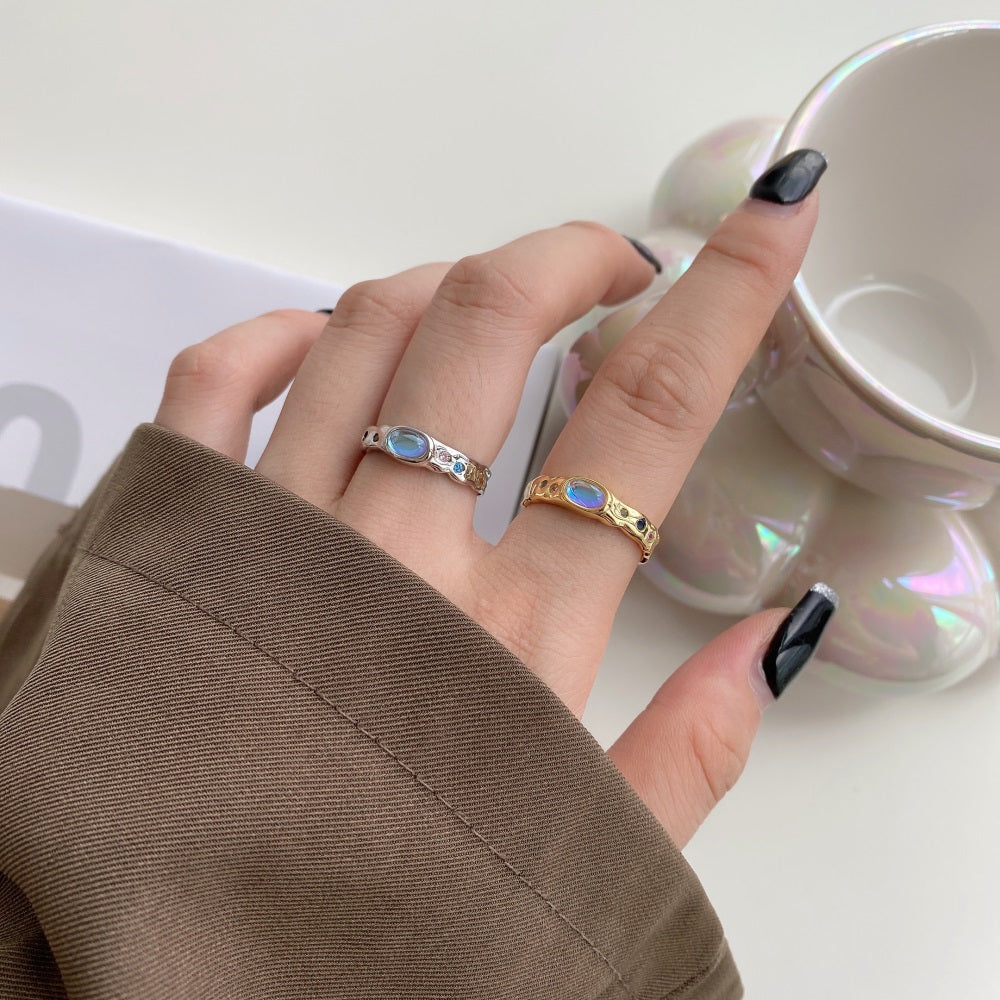 Silver Zircon Oval Cut Open Sided Dainty Ring