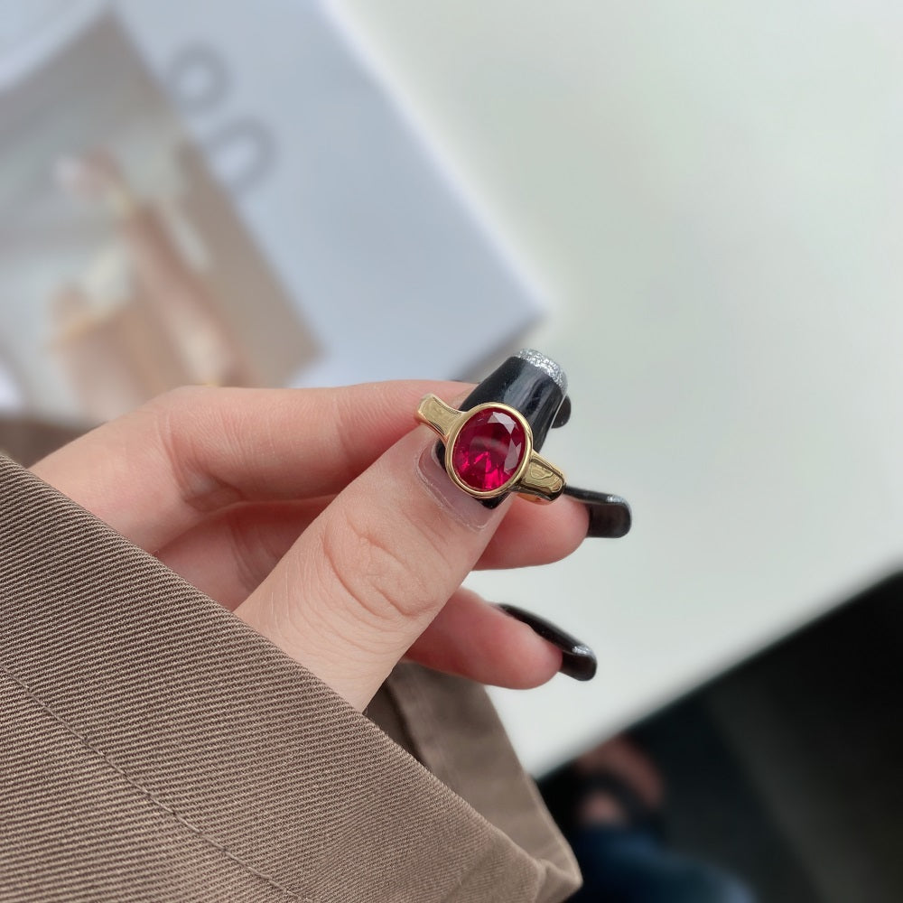 Silver Zircon Oval Cut Brushed Dainty Ring