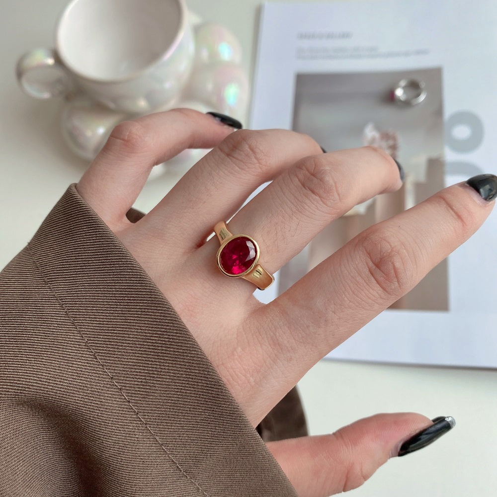 Silver Zircon Oval Cut Brushed Dainty Ring