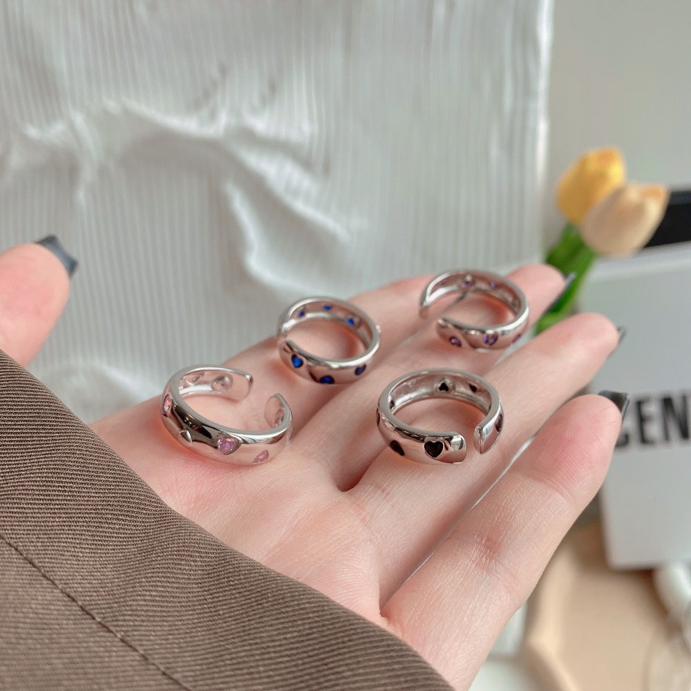 Silver Zircon Heart Cut Wrapped Band Dainty Ring