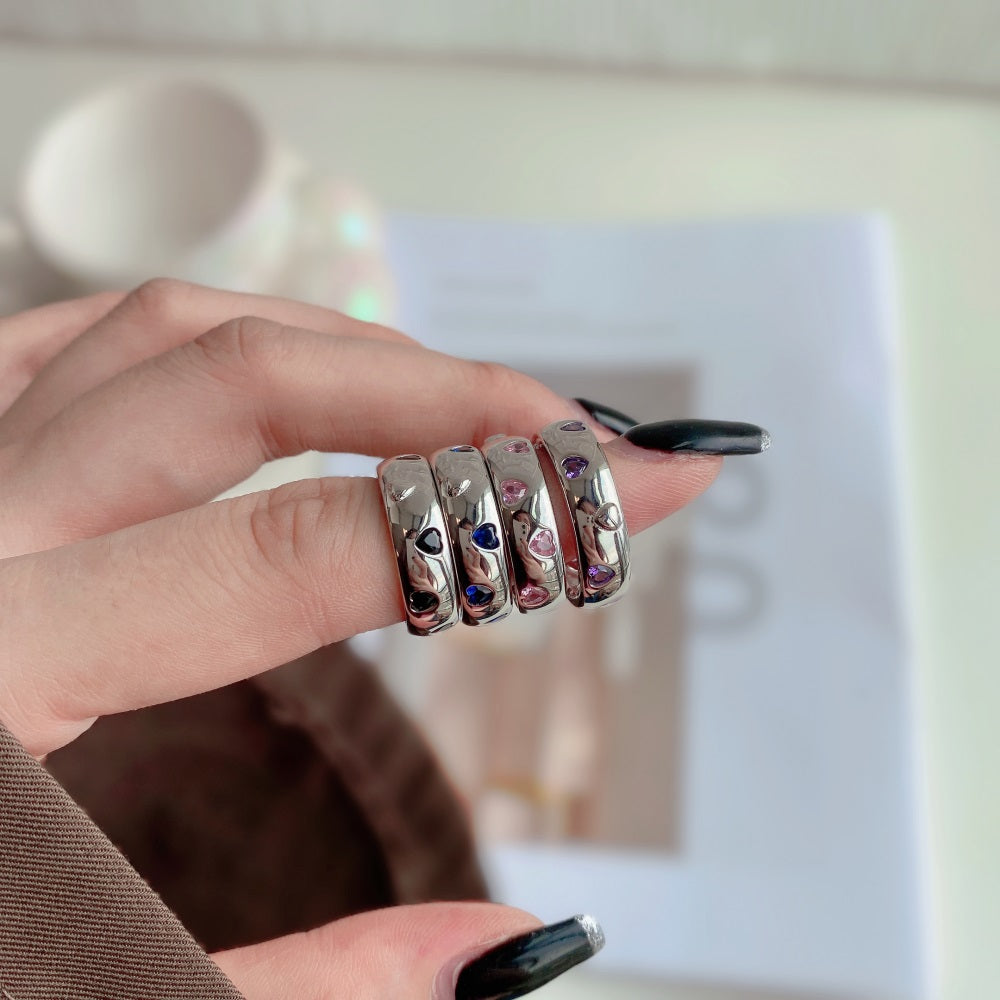 Silver Zircon Heart Cut Wrapped Band Dainty Ring