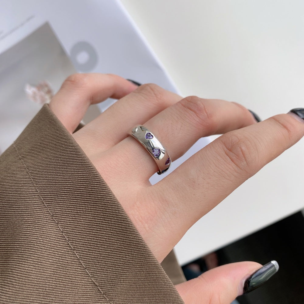 Silver Zircon Heart Cut Wrapped Band Dainty Ring