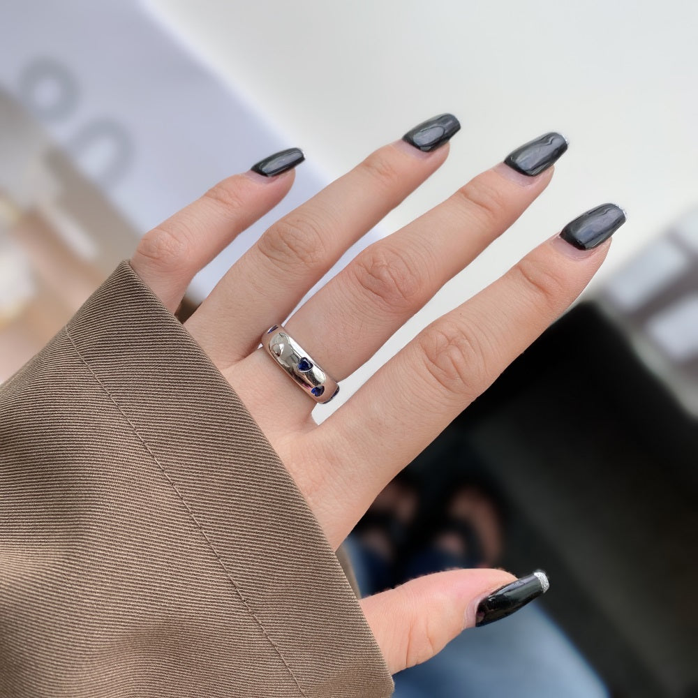 Silver Zircon Heart Cut Wrapped Band Dainty Ring