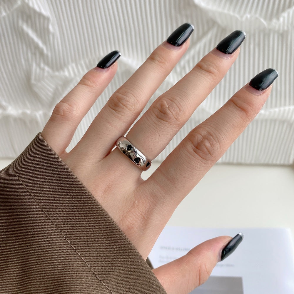 Silver Zircon Heart Cut Wrapped Band Dainty Ring