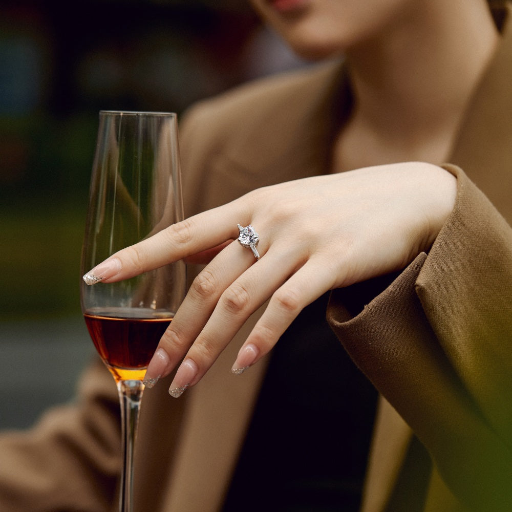 Silver Zircon Heart Cut Trilogy Three Stone Ring