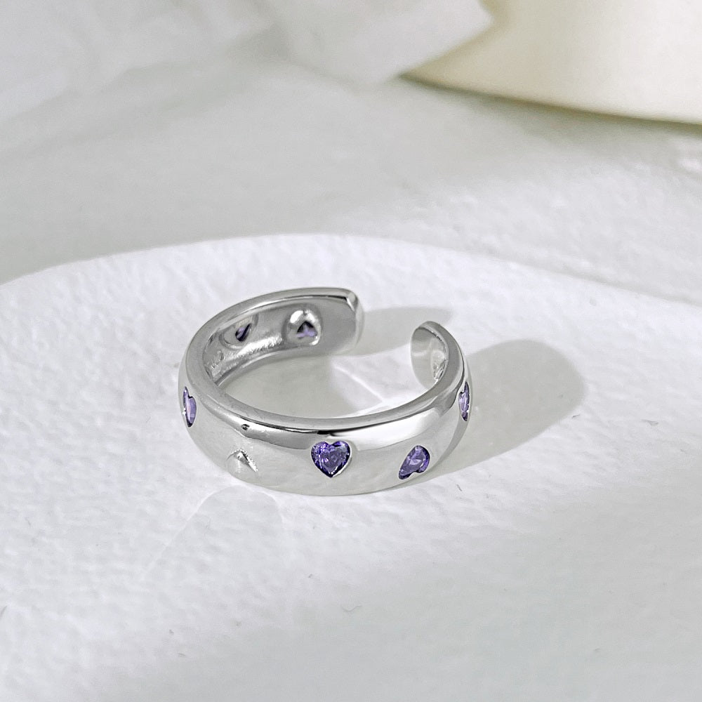 Silver Zircon Heart Cut Wrapped Band Dainty Ring