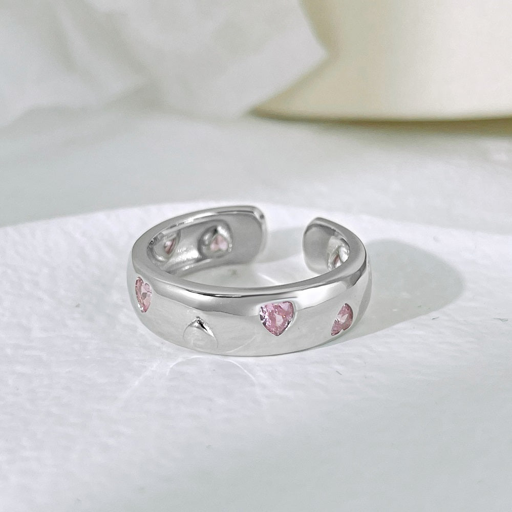 Silver Zircon Heart Cut Wrapped Band Dainty Ring