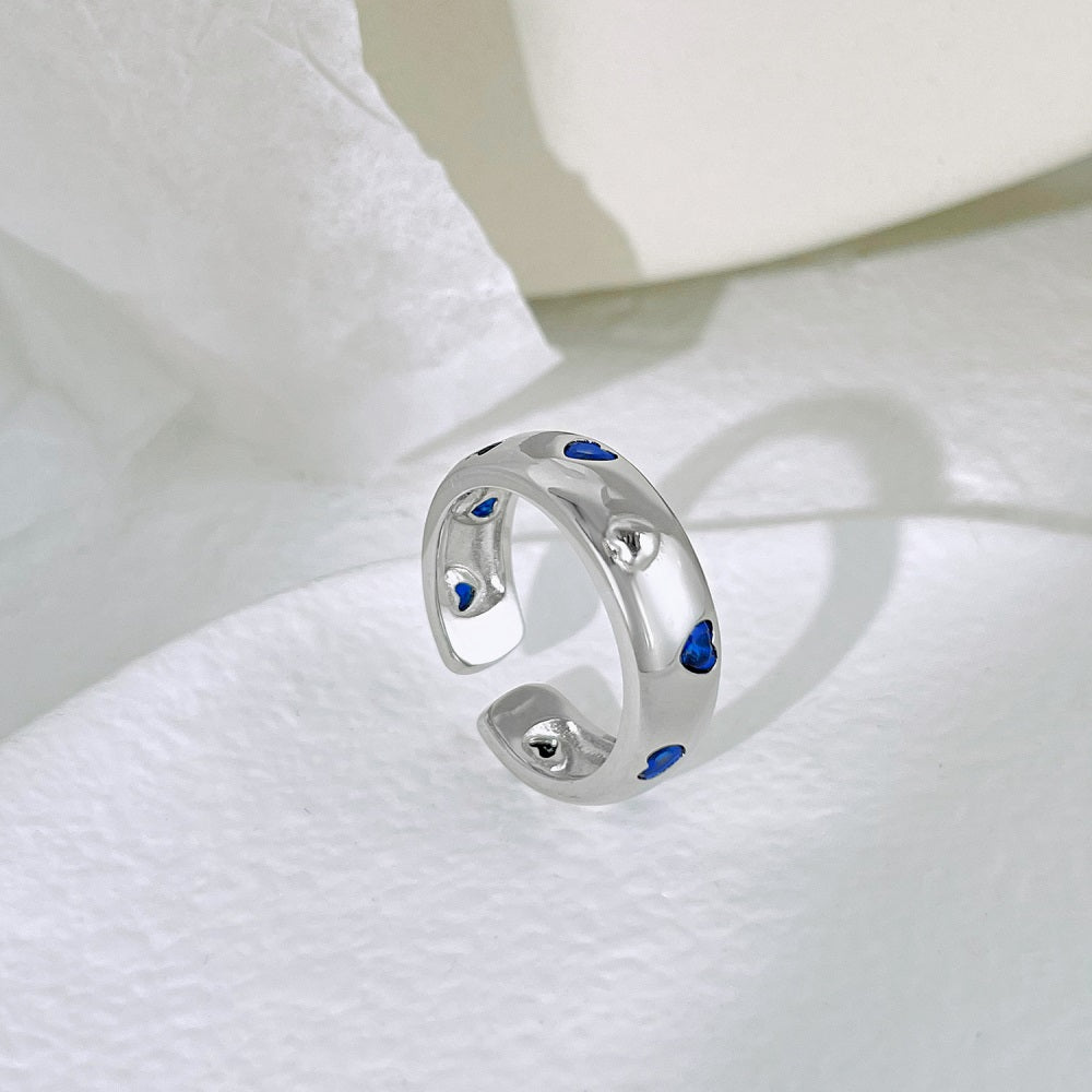 Silver Zircon Heart Cut Wrapped Band Dainty Ring