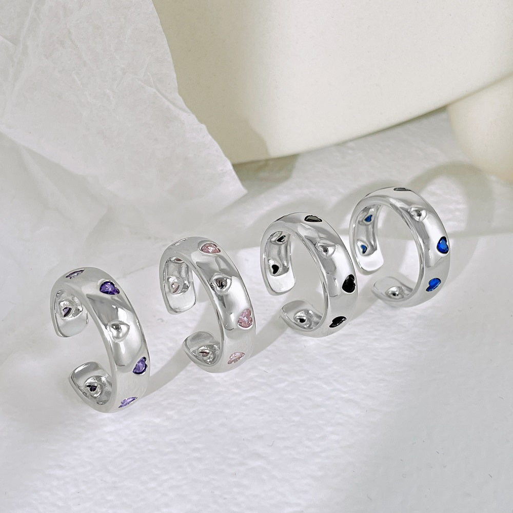 Silver Zircon Heart Cut Wrapped Band Dainty Ring