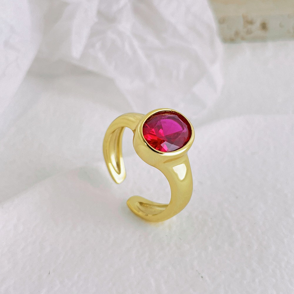 Silver Zircon Oval Cut Brushed Dainty Ring