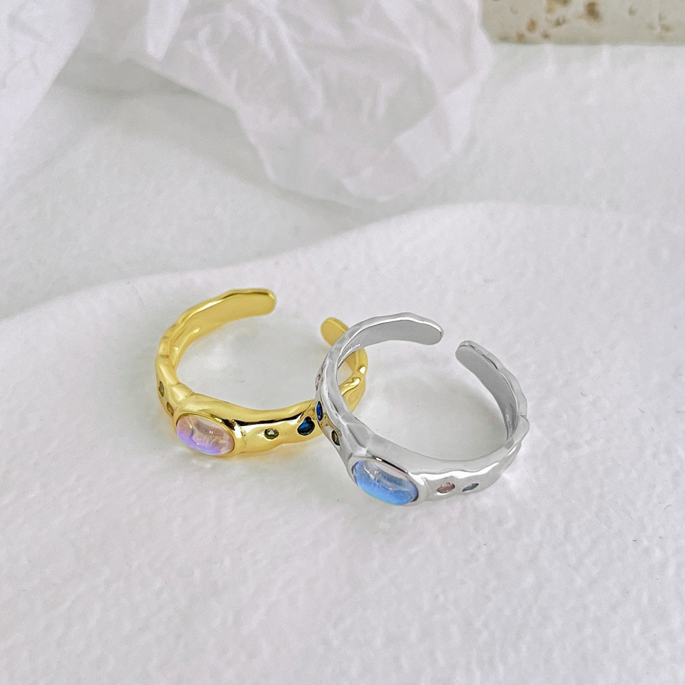 Silver Zircon Oval Cut Open Sided Dainty Ring