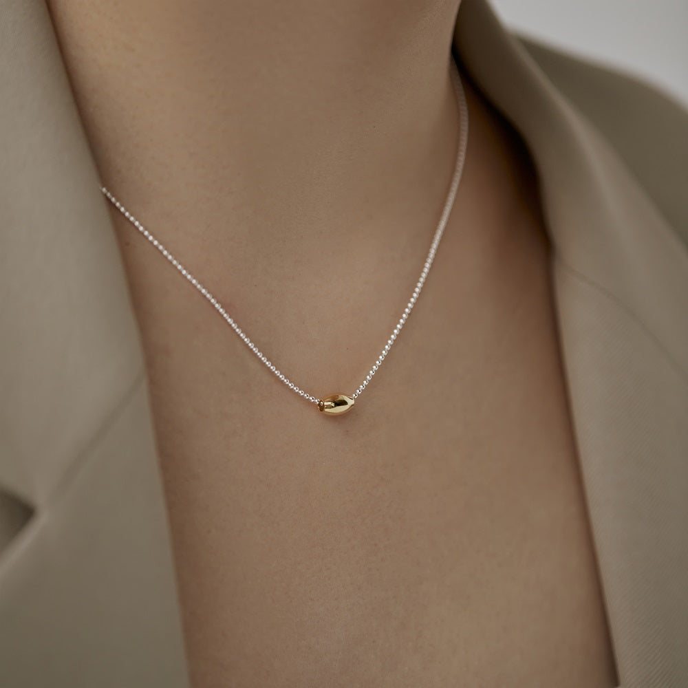 Silver Bead Beaded Necklace