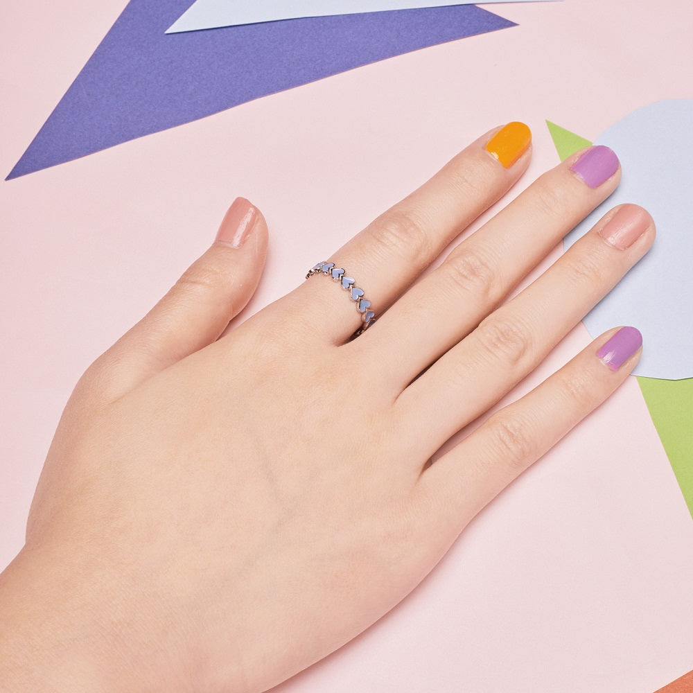 Silver Layered Heart Eternity Ring