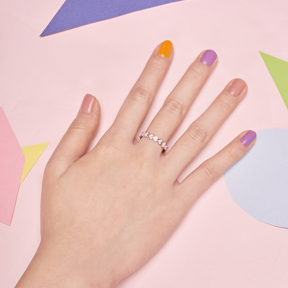 Silver Layered Heart Eternity Ring