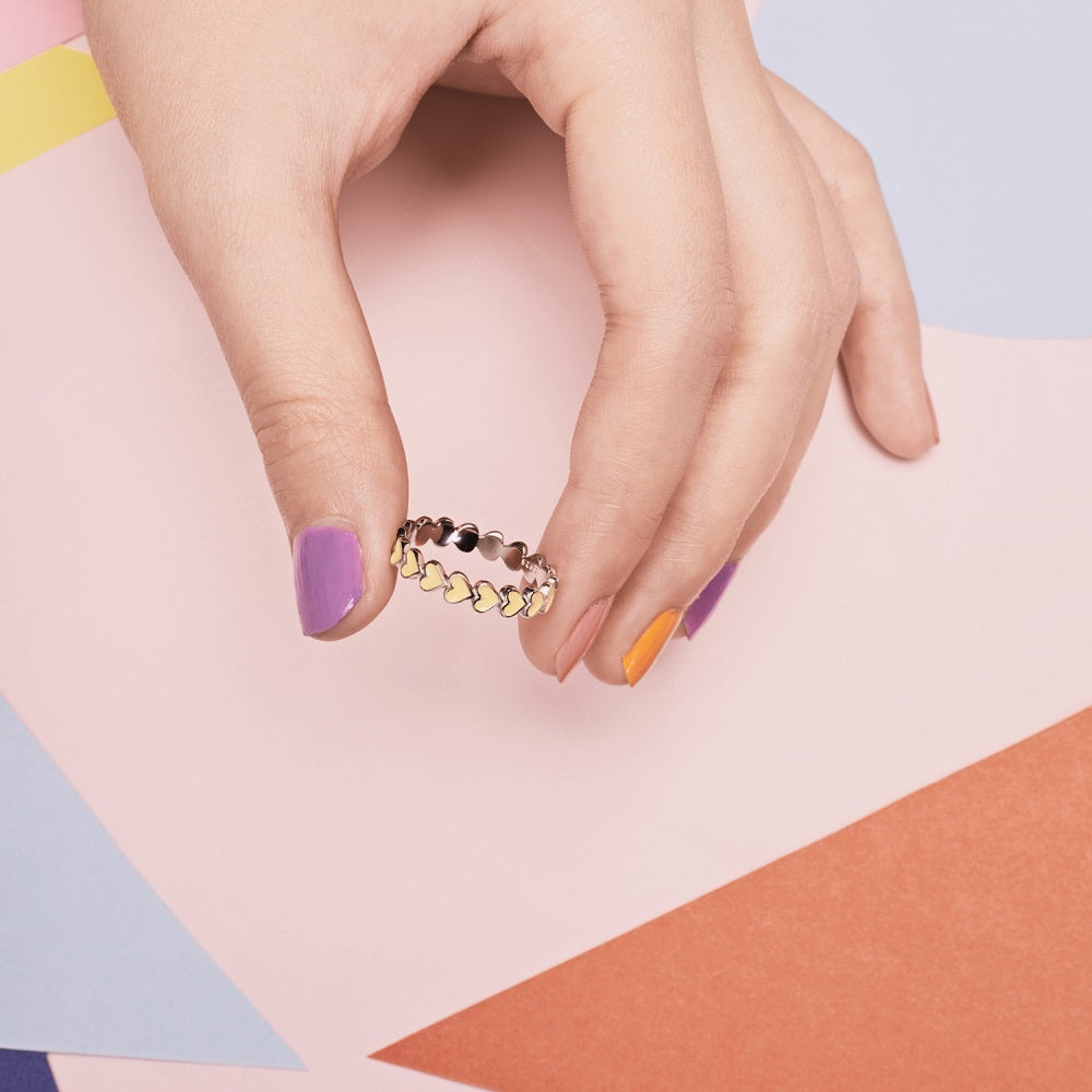 Silver Layered Heart Eternity Ring