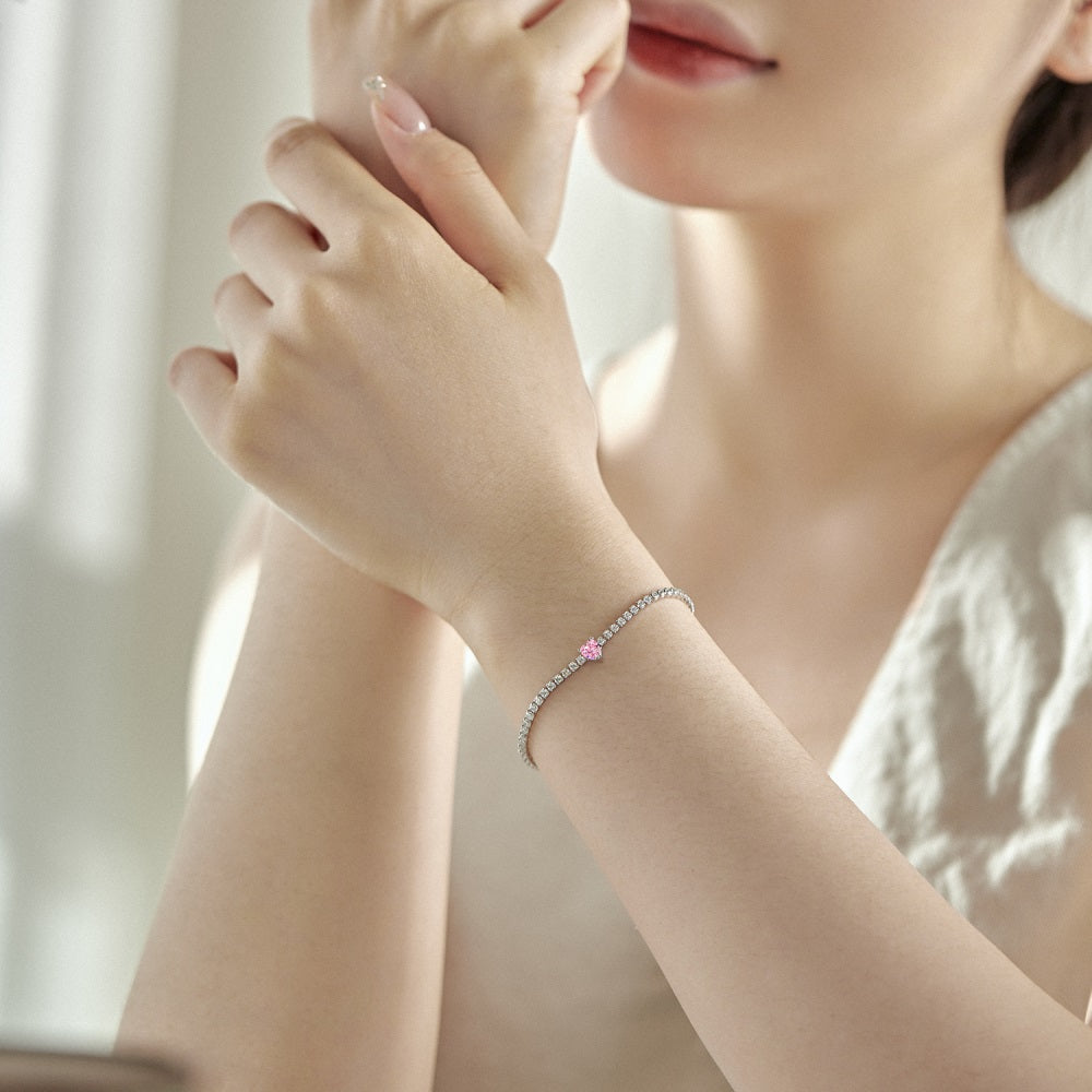 Silver Zircon Heart Cut Classic Tennis Bracelet