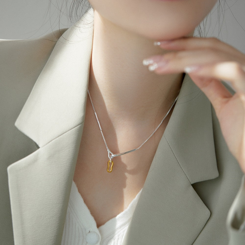 Silver Hook Clasp Pendant Necklace