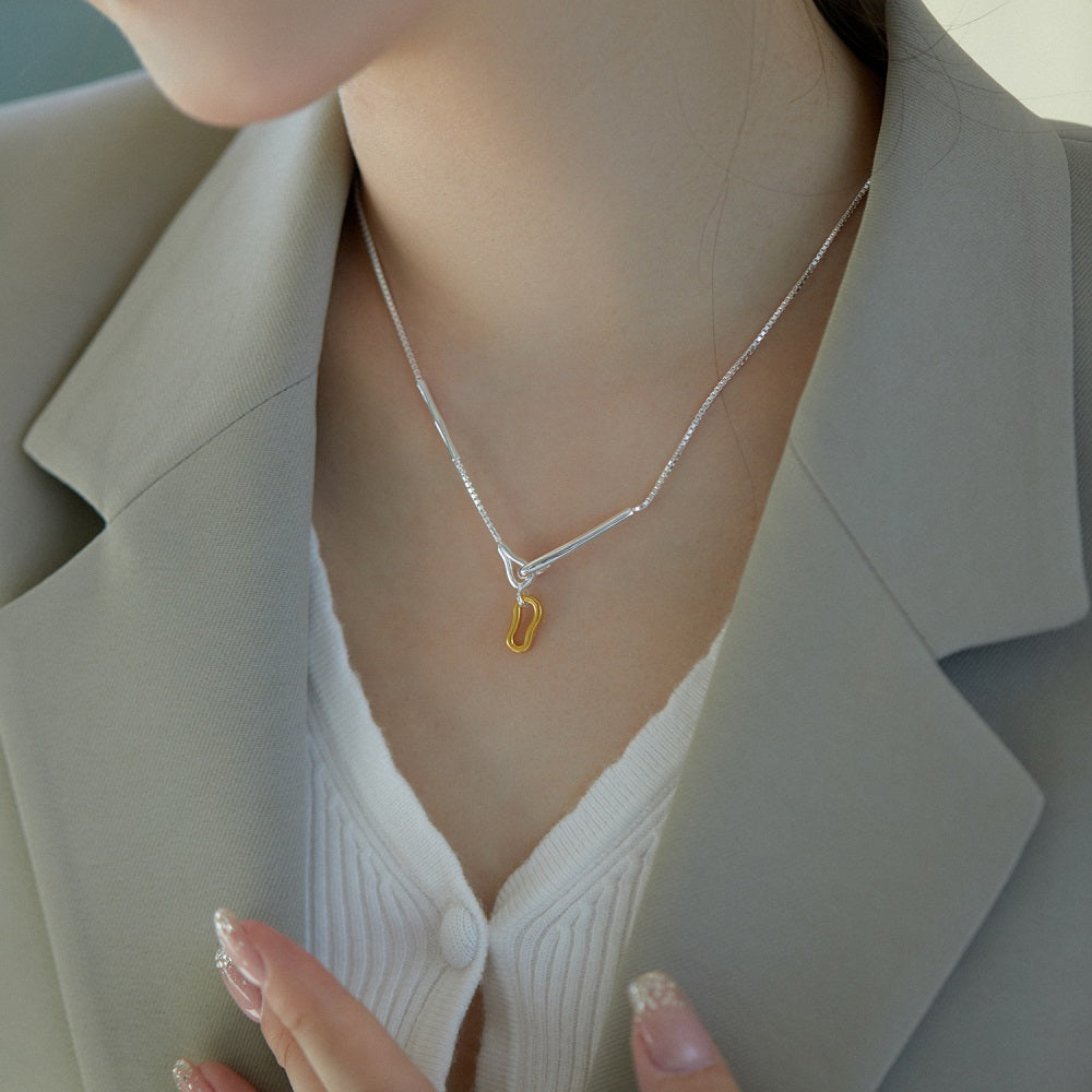 Silver Hook Clasp Pendant Necklace