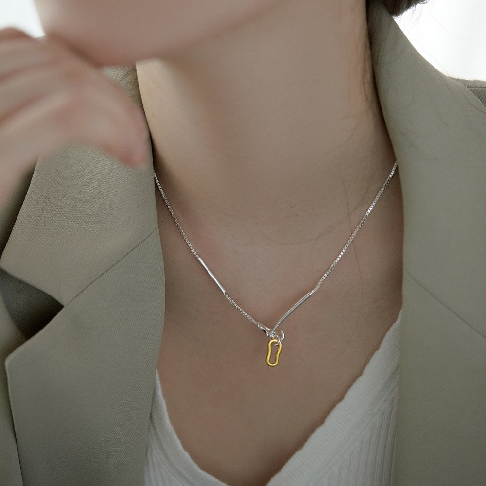 Silver Hook Clasp Pendant Necklace