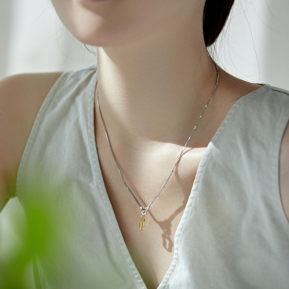 Silver Hook Clasp Pendant Necklace