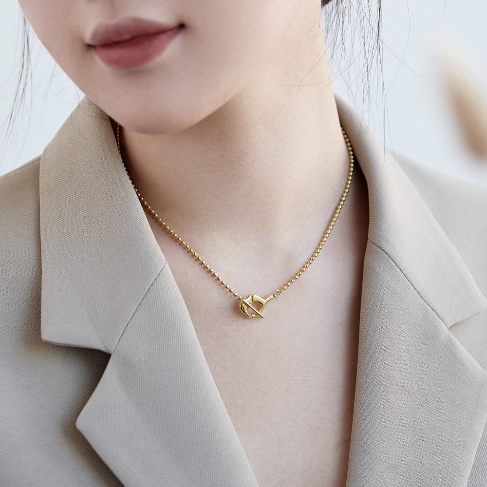 Silver Buckle Double Pendant Necklace