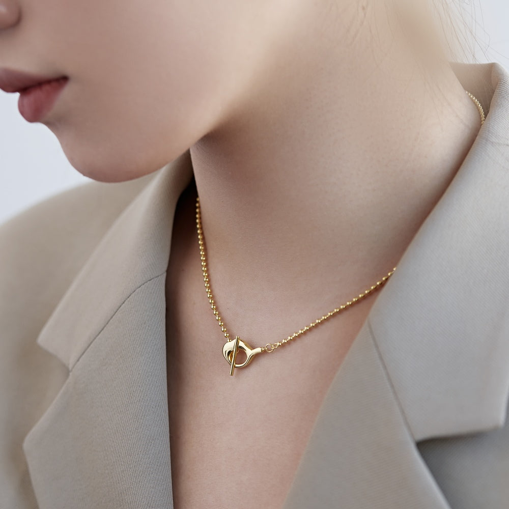 Silver Buckle Double Pendant Necklace