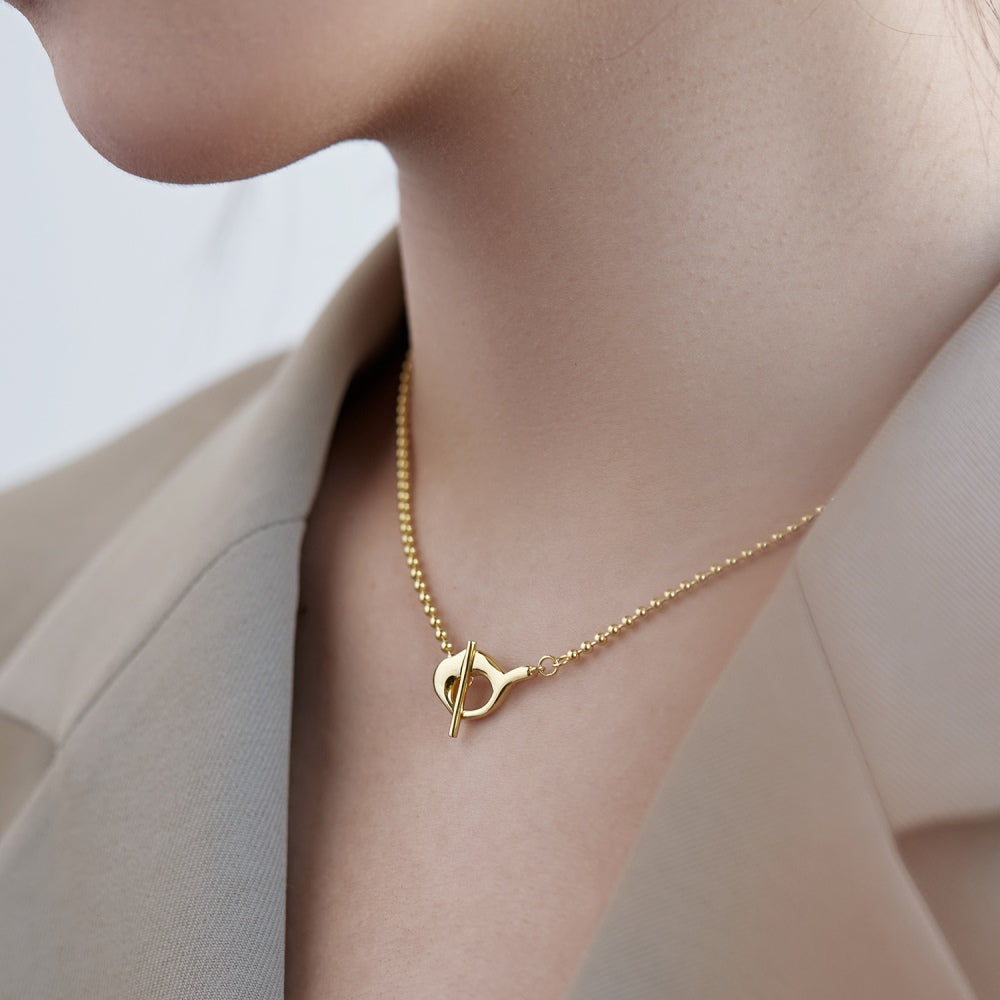 Silver Buckle Double Pendant Necklace