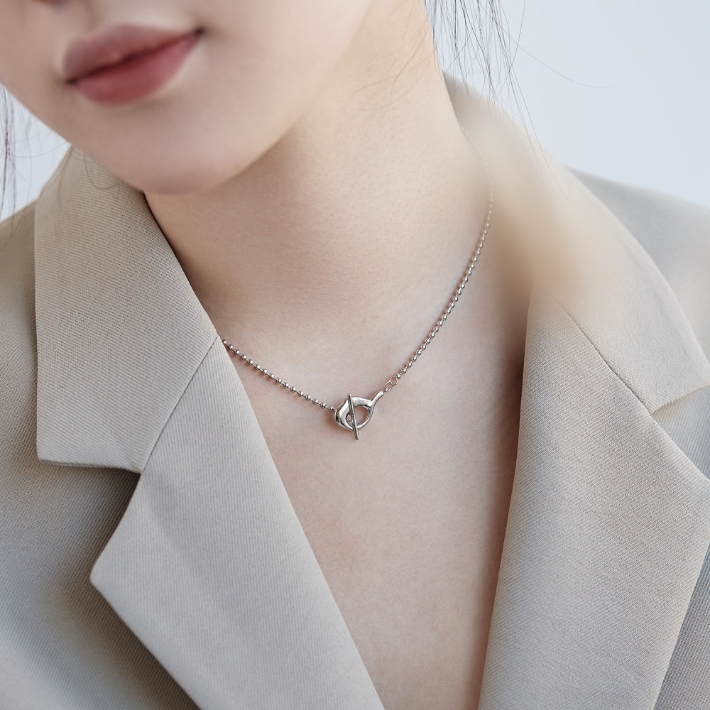 Silver Buckle Double Pendant Necklace