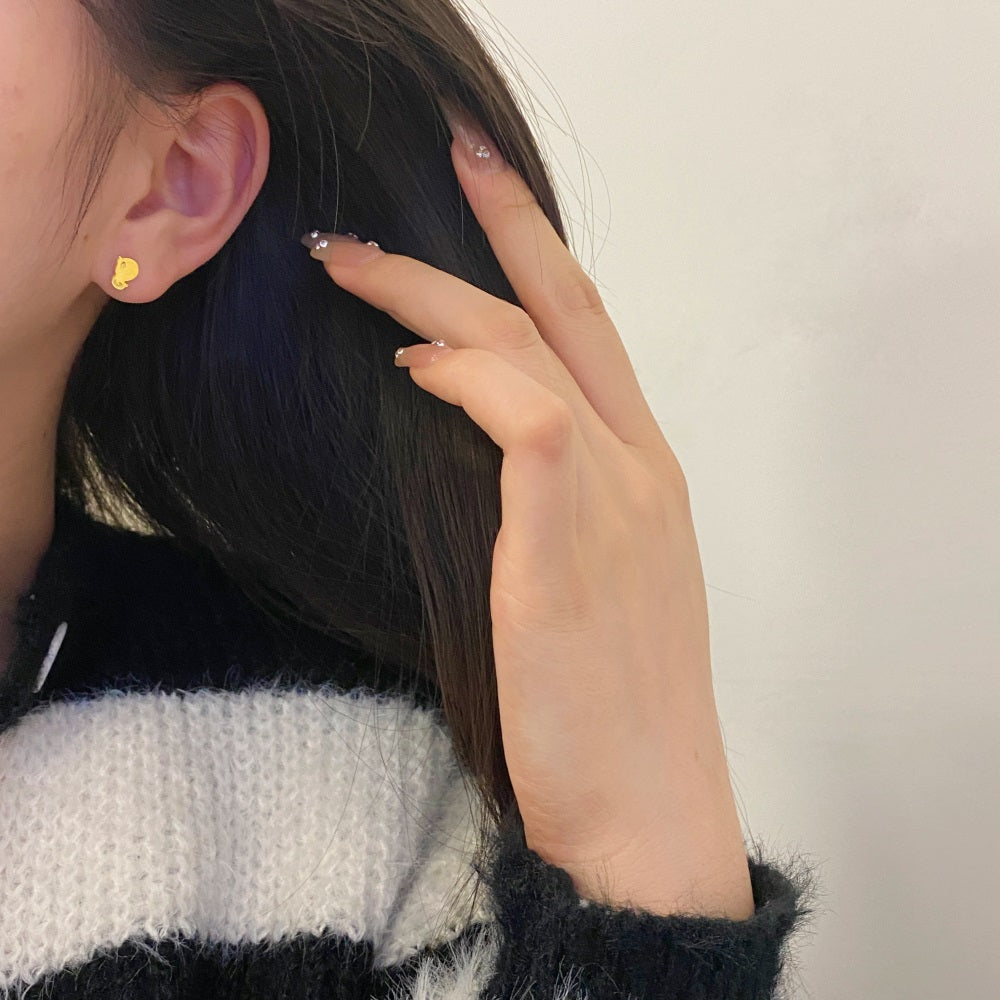 Silver Duck Ear Studs