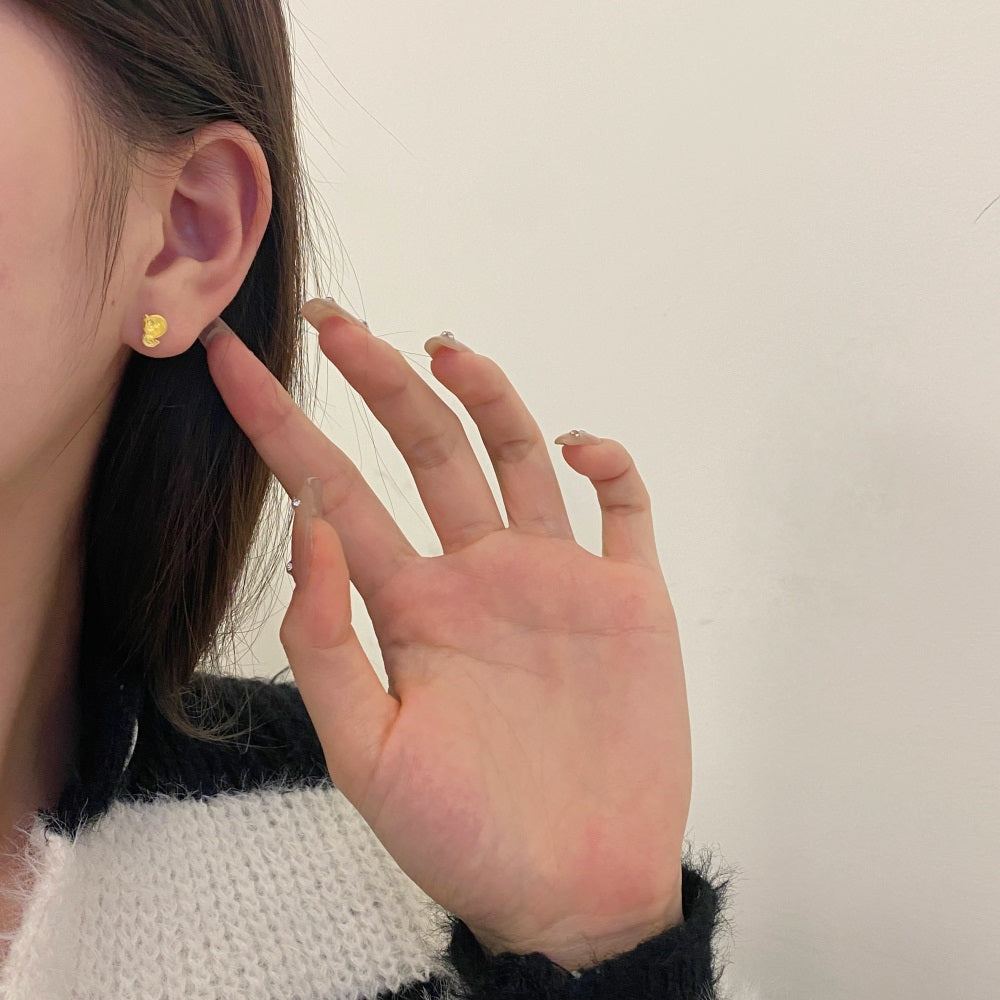 Silver Duck Ear Studs