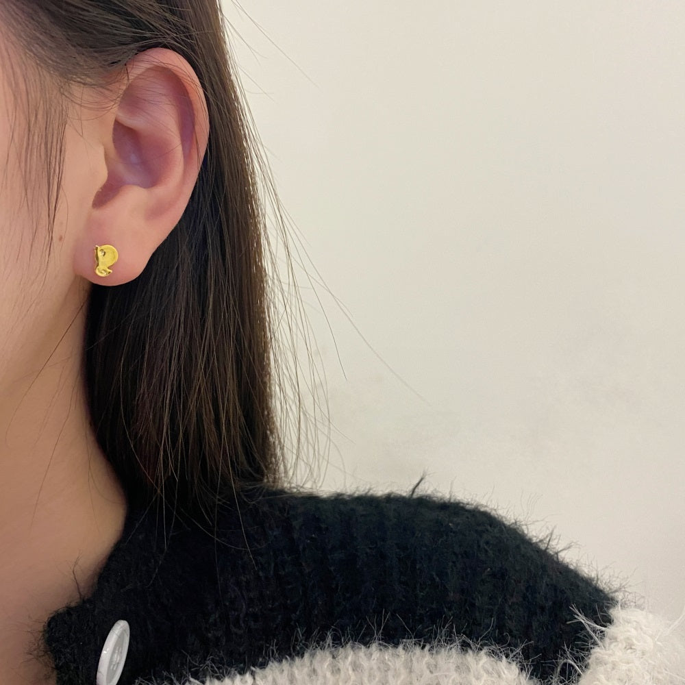 Silver Duck Ear Studs