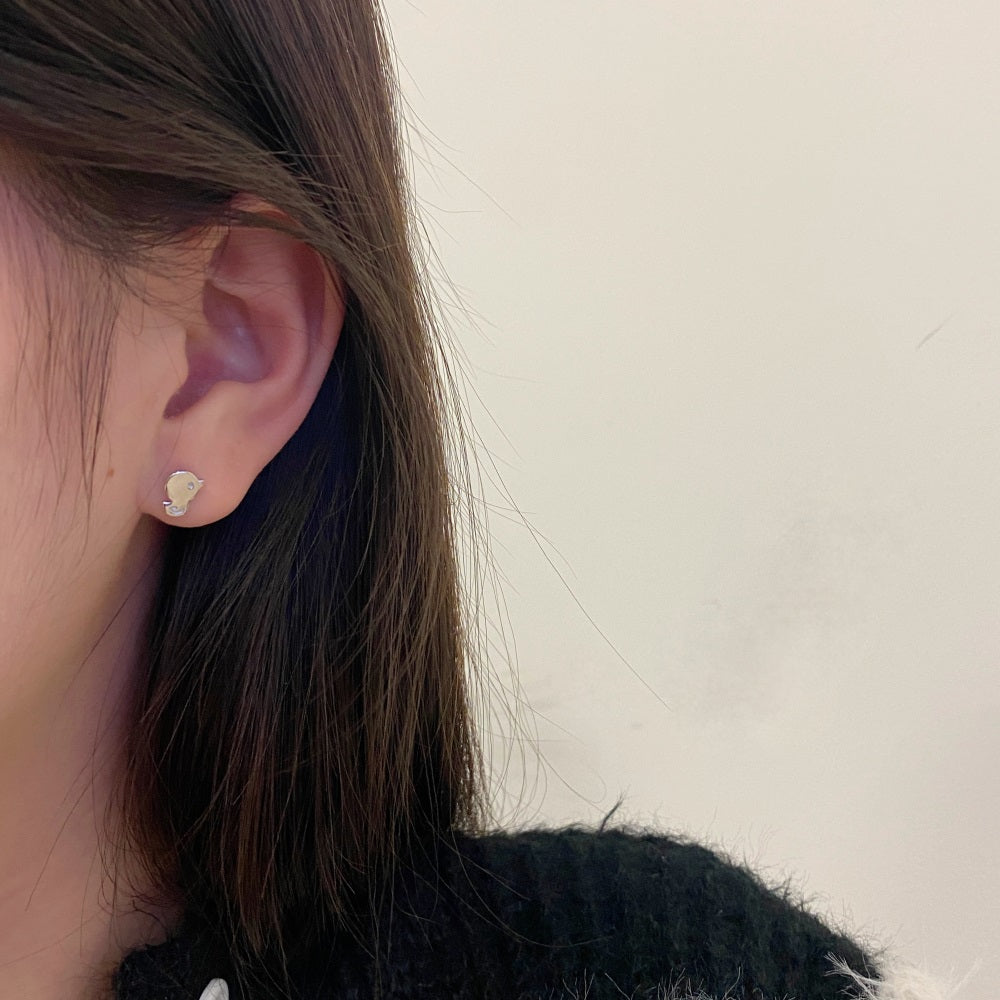 Silver Duck Ear Studs
