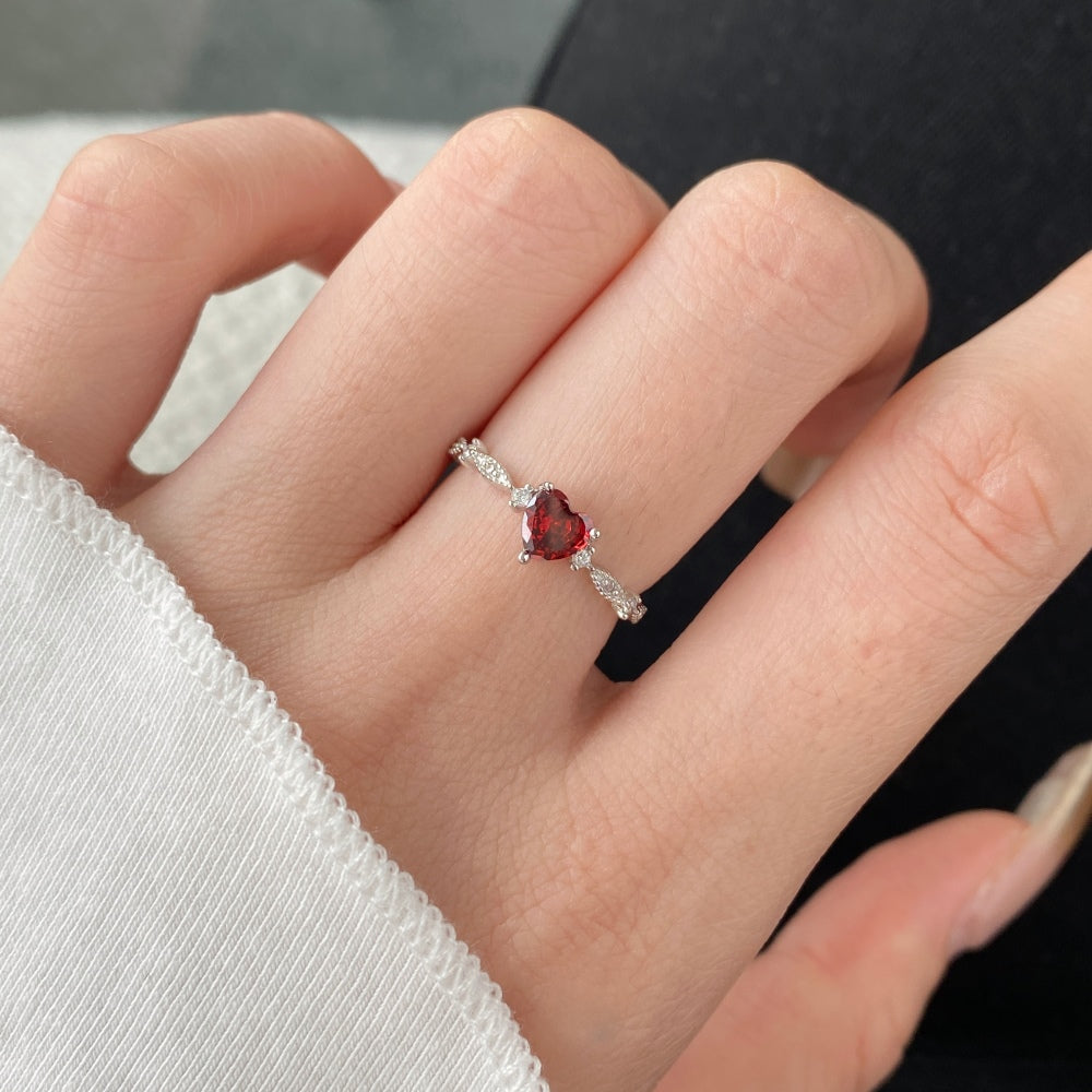 Silver Zircon Heart Cut Iced Solitaire Ring