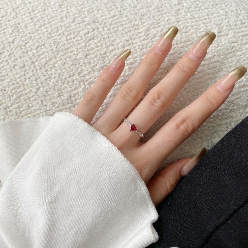 Silver Zircon Heart Cut Iced Solitaire Ring