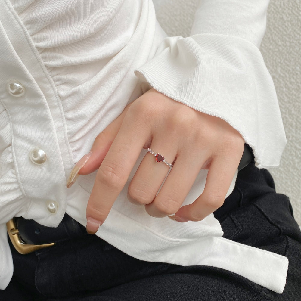 Silver Zircon Heart Cut Iced Solitaire Ring