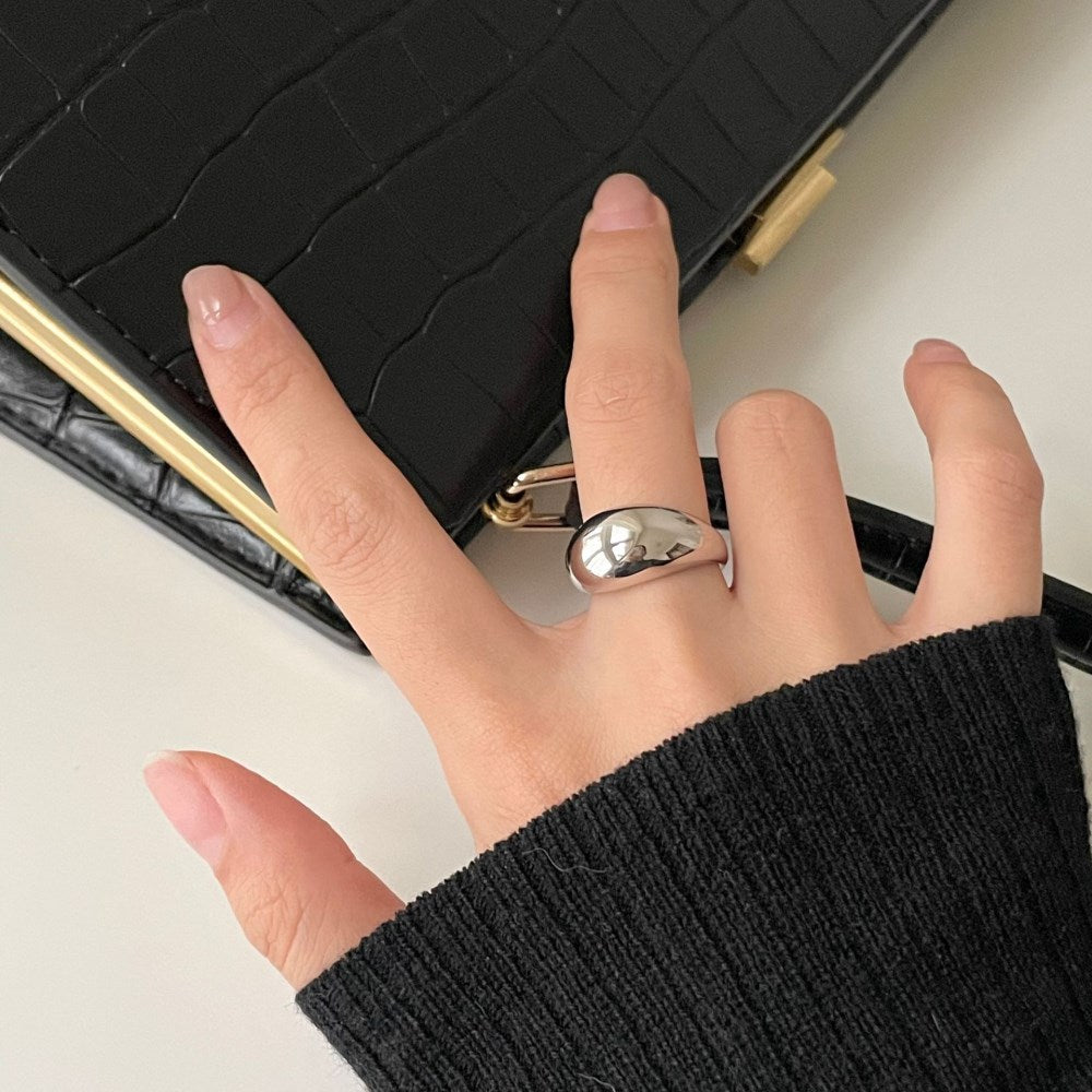 Silver Chunky Curved Dainty Ring