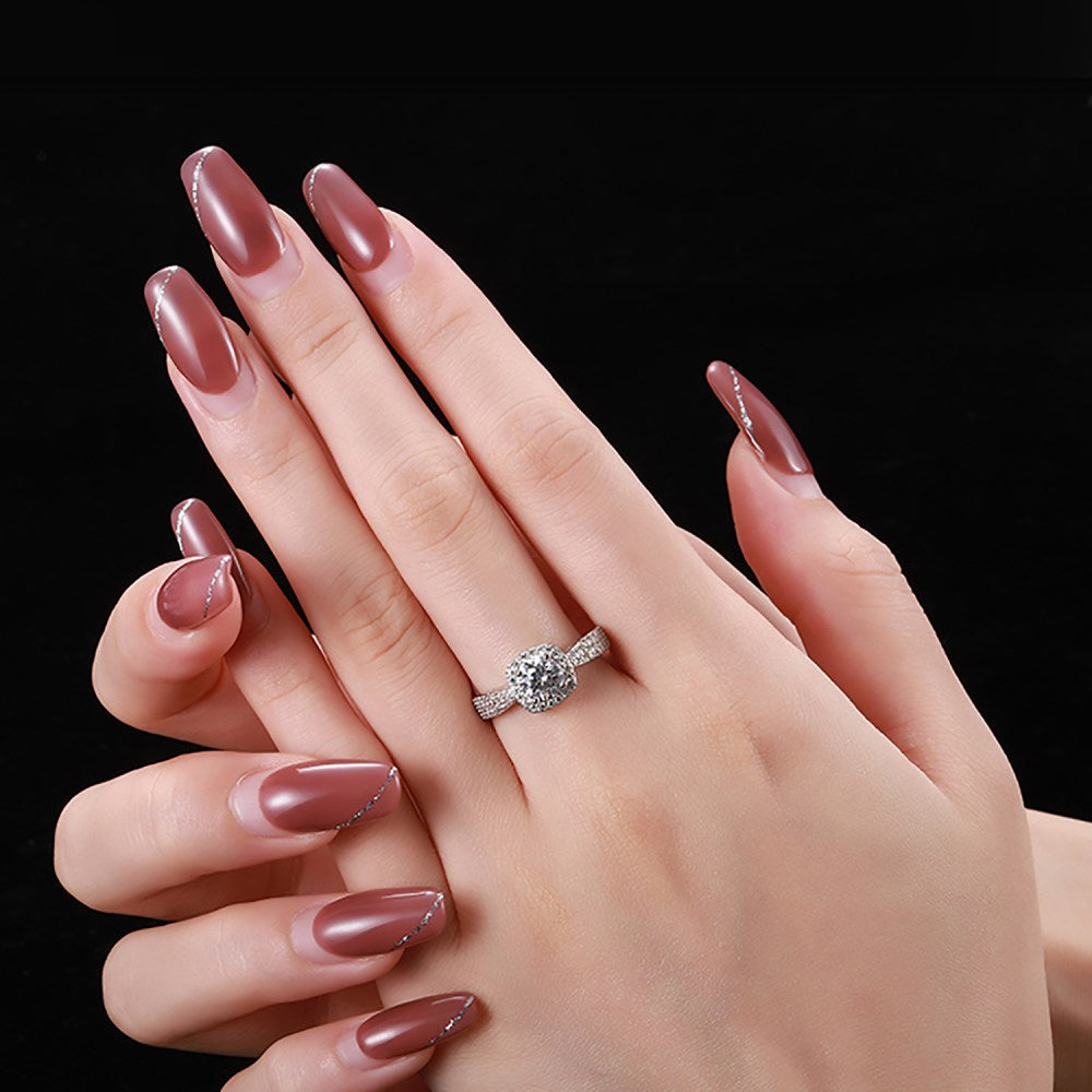 Silver Zircon Cushion Square Cut Iced Twisted Curved Halo Ring