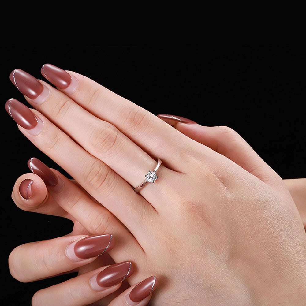 Silver Zircon Round Cut Vintage Solitaire Ring