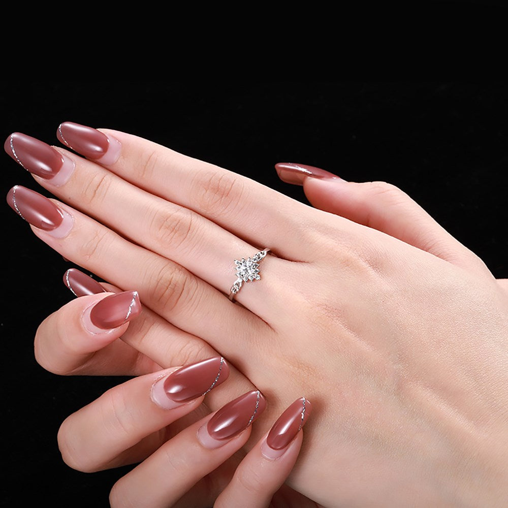 Silver Zircon Princess Cut Iced Flower Halo Ring