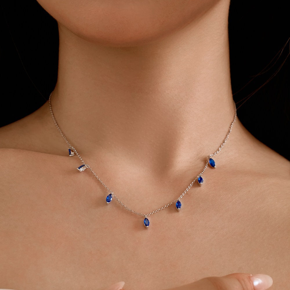 Silver Blue Zircon Necklace