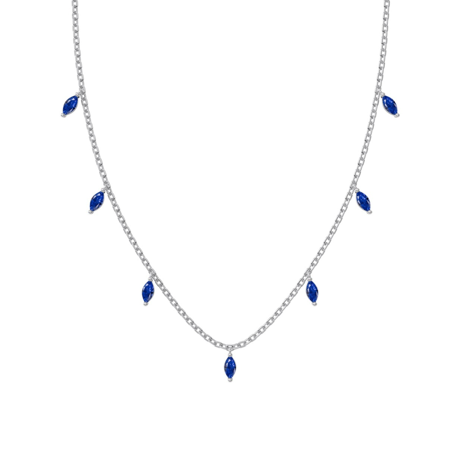 Silver Blue Zircon Necklace