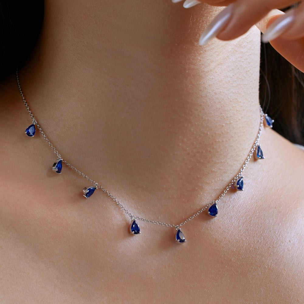 Silver Blue Zircon Necklace