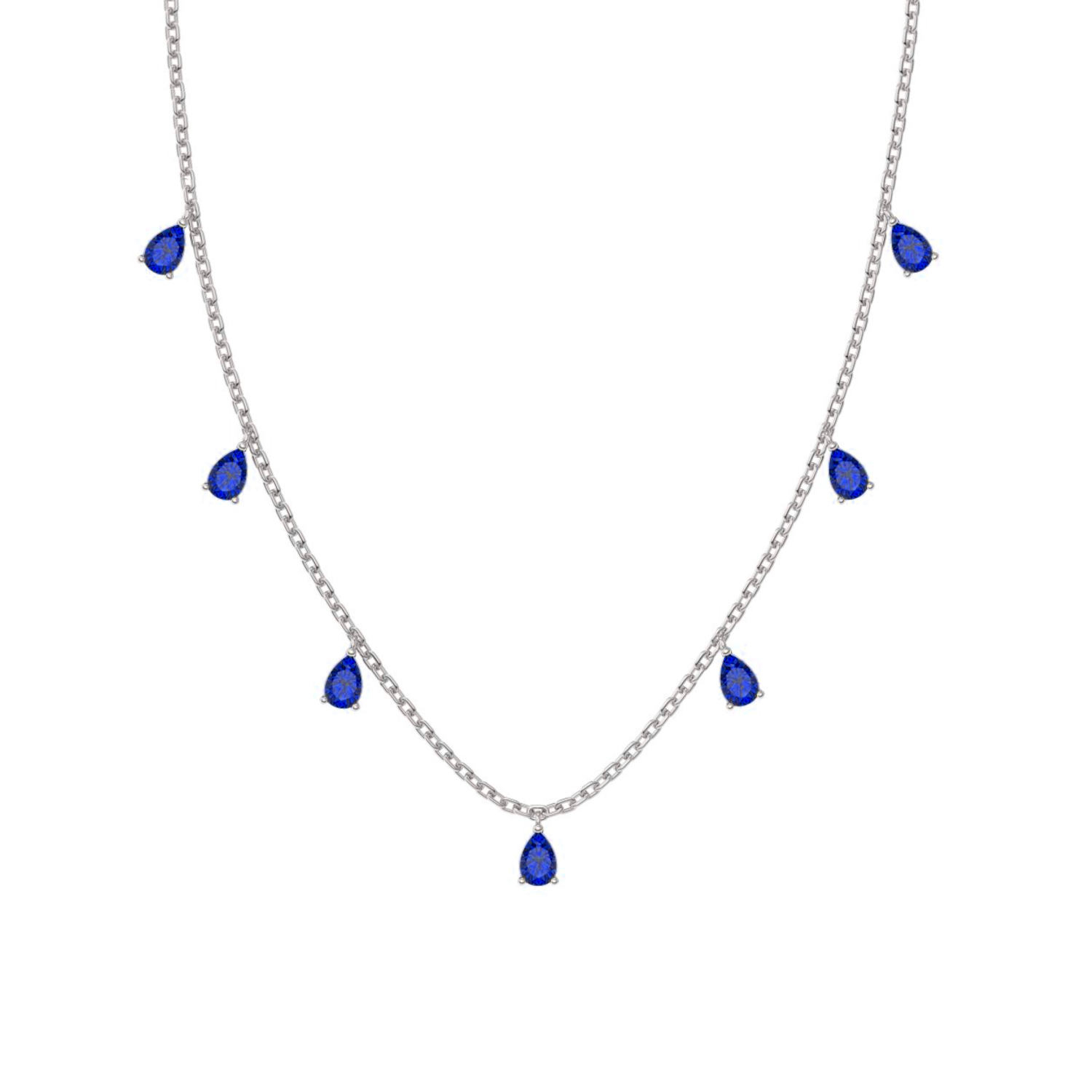 Silver Blue Zircon Necklace