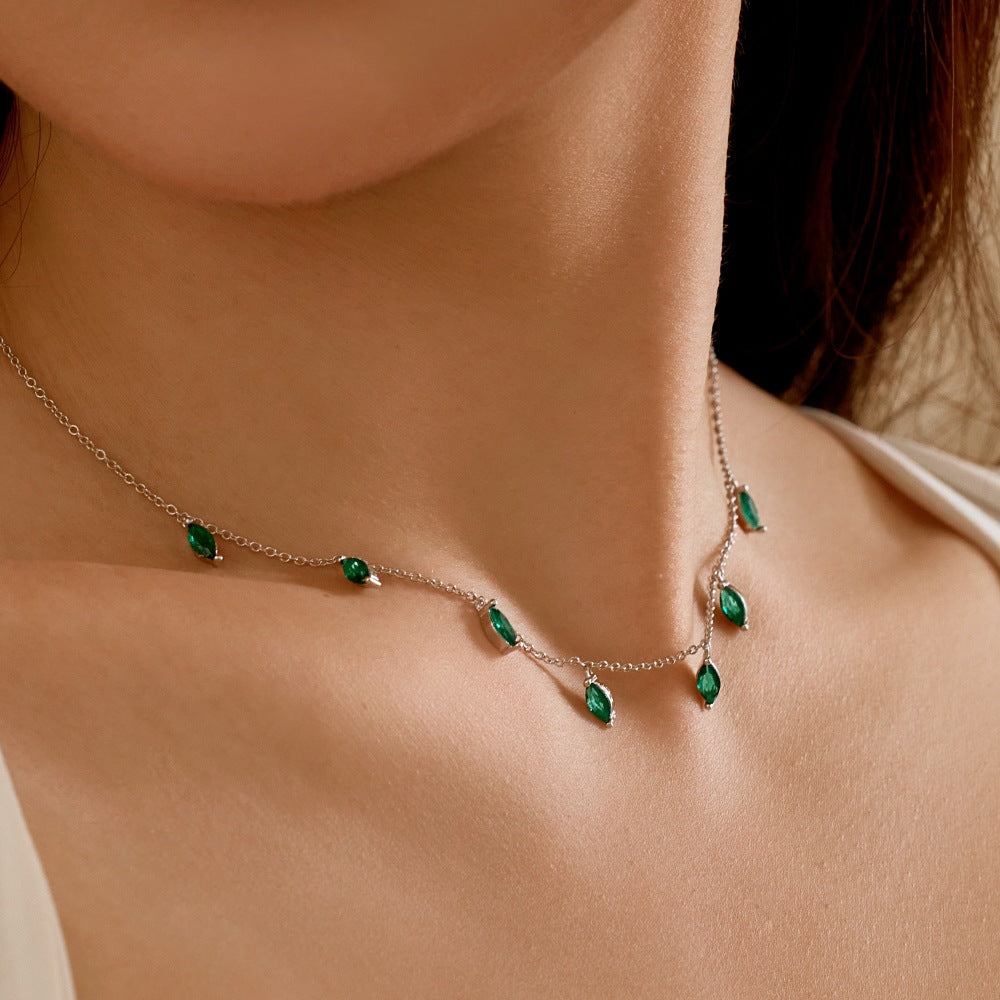 Silver Green Zircon Necklace